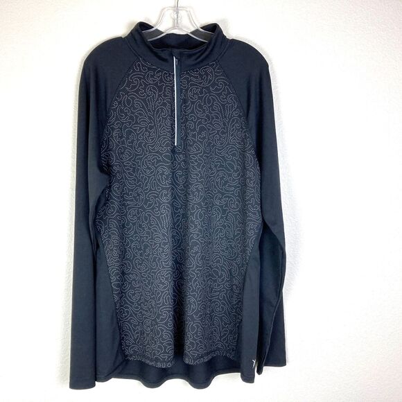 Old Navy Tops - Old Navy Active Women's 1/4 Zip Pullover Top Size XXL Black Stretch Thumbholes